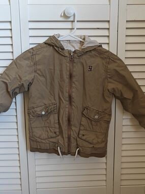 Vintage Old Navy Tan Hooded Kids Jacket Full Zip Size 5T